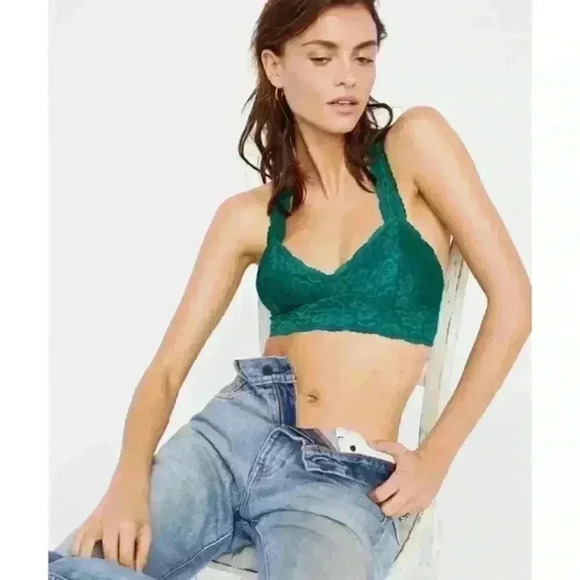 FREE People Galloon Racerback Bralette Dark Green - Picture 2 of 5